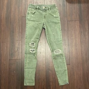 Old Navy Green Mid-Rise Ripped Jeans